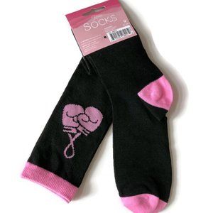 ampro breast cancer awareness knee socks black pink boxing gloves 1 pair OSFM